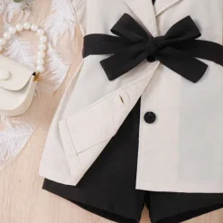 3 Pieces Toddler Girls' Solid Color Dress Set Set Sleeveless Active School 3-7 Years Spring Black Pink Blue