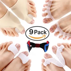 9 Piecse Soft Silicone Gel Toe Separator Hallux Valgus Bunion Spacers 0verlapping Toes Corrector Bunion Corrector Orthotics Pain Relief Foot Care