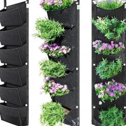 6 Pockets Hanging Planter Bags, Vertical Felt Fabric Nursery Bags, Grow Bag For Vegetable, Garden Supplies