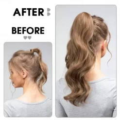 22 Ponytail Extension Long Dirty Blonde Pony Tail Wrap Around Clip in Hair Extensions Curly Wavy Synthetic High Resistant Fiber Fake Hairpiece for White Women