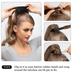 22 Ponytail Extension Long Dirty Blonde Pony Tail Wrap Around Clip in Hair Extensions Curly Wavy Synthetic High Resistant Fiber Fake Hairpiece for White Women