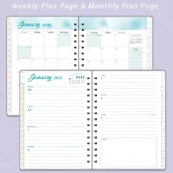 2025 PU Leather Calendar Planner Notebook A5 Loose-leaf Coil Weekly Planner Elastic Band Notebook