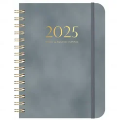 2025 PU Leather Calendar Planner Notebook A5 Loose-leaf Coil Weekly Planner Elastic Band Notebook