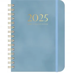 2025 PU Leather Calendar Planner Notebook A5 Loose-leaf Coil Weekly Planner Elastic Band Notebook