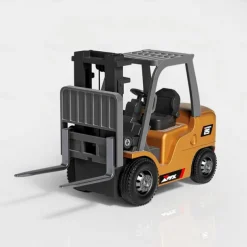 1/64 RC Forklift Toy 7 Channel 2 Mode Mini Remote Control Forklift Truck with Rechargeable Battery, 2 in 1 Transformable Lift Fork & Hook with Lights & Sounds for Adults Kids Boys and Girls