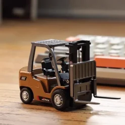 1/64 RC Forklift Toy 7 Channel 2 Mode Mini Remote Control Forklift Truck with Rechargeable Battery, 2 in 1 Transformable Lift Fork & Hook with Lights & Sounds for Adults Kids Boys and Girls