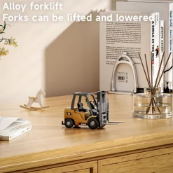 1/64 RC Forklift Toy 7 Channel 2 Mode Mini Remote Control Forklift Truck with Rechargeable Battery, 2 in 1 Transformable Lift Fork & Hook with Lights & Sounds for Adults Kids Boys and Girls