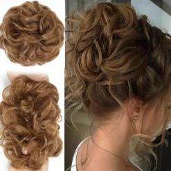 100% Remy Human Hair Messy Bun Extension Messy Hair Bun Hair Scrunchies Extension Curly Wavy Messy 100% Remy Human Hair Extensions Chignon for Women Updo Hairpiece