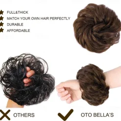 100% Remy Human Hair Messy Bun Extension Messy Hair Bun Hair Scrunchies Extension Curly Wavy Messy 100% Remy Human Hair Extensions Chignon for Women Updo Hairpiece