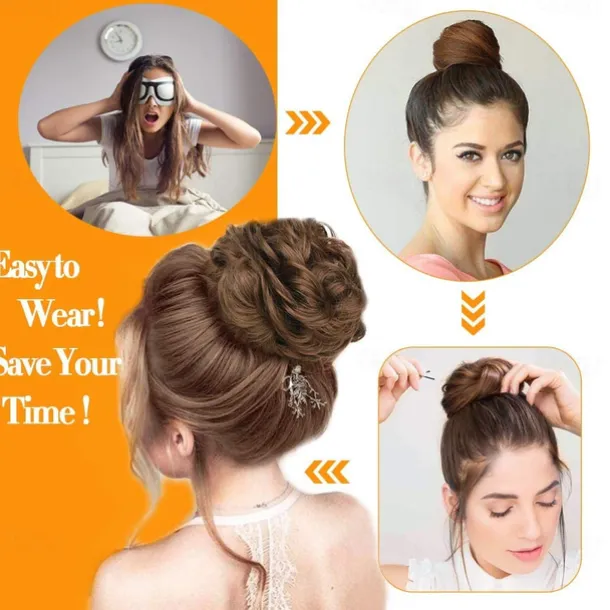 100% Remy Human Hair Messy Bun Extension Messy Hair Bun Hair Scrunchies Extension Curly Wavy Messy 100% Remy Human Hair Extensions Chignon for Women Updo Hairpiece