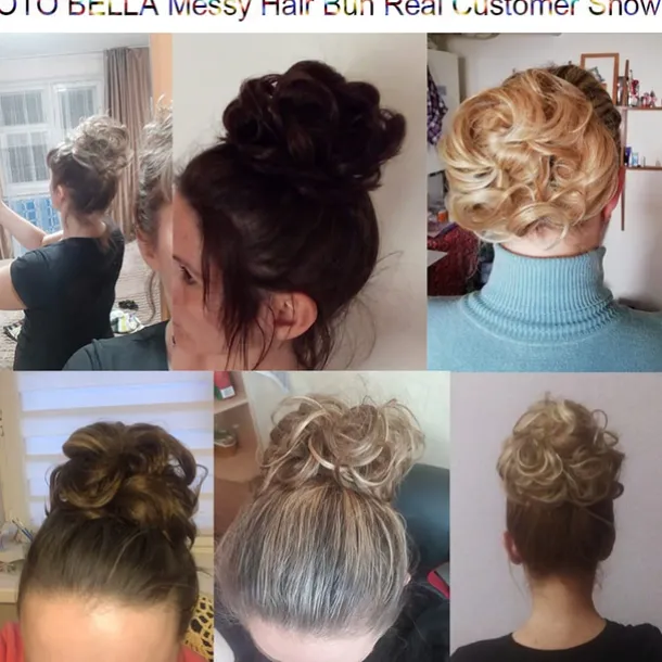 100% Remy Human Hair Messy Bun Extension Messy Hair Bun Hair Scrunchies Extension Curly Wavy Messy 100% Remy Human Hair Extensions Chignon for Women Updo Hairpiece