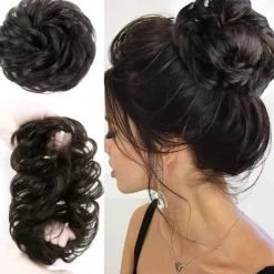 100% Remy Human Hair Messy Bun Extension Messy Hair Bun Hair Scrunchies Extension Curly Wavy Messy 100% Remy Human Hair Extensions Chignon for Women Updo Hairpiece