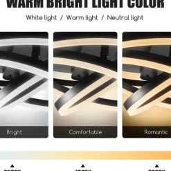 42'' Retractable Ceiling Fans with Lights and Remote,Modern LED Semi Flush Fan Light,Retractable Geometric Ceiling Fan 3 Color 6 Speed Smart Pendant Light for Indoor Bedroom,Dining Room etc