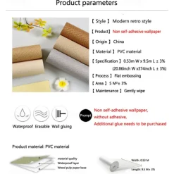 1 Roll Chinese Style Imitation Grass Cloth Woven Wallpaper for Restaurants Cafes Hotels Decorative Wallpapers Retro Nostalgic 3D Imitation Bamboo Linen Wallpaper Non Self-adhesive 950x53cm/374x20inch