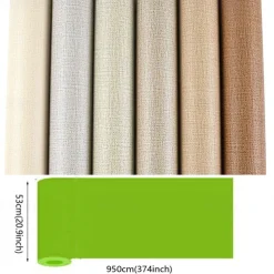 1 Roll Simple Japanese Style Wallpaper Imitation Linen Patterned for Home Hotel Bedrooms Living rooms Plain Color Waterproof Wallpaper Non Self-adhesive 950x53cm/374x20.87inch