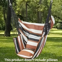 2 Ropes Hanging Chair Striped Fabric Leisure Fabric Striped Hanging Chair Without Cushion And Pillow, with 2 Ropes And Storage Bag