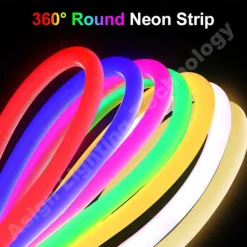 360 Round Neon Led Light Strip 220V-240V Tube Flexible Rope Lights Waterproof Holiday Home Decoration for Indoors Outdoors DIY Decor