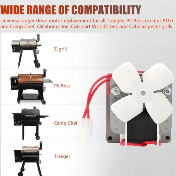 1.6/2.0 RPM Auger Motor Replacement Parts, Compatible with Traeger, Pit Boss, and Camp Chef, Wood Pellet Grill Smokers, Universal Barbecue Auger Motor Replacement 120V 60Hz 2 Pole