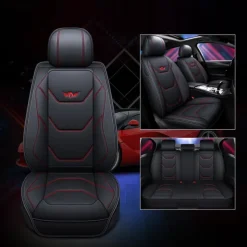 5 Seat Full Set Luxury Universal 5D PU Leather Front Car Seat Cover, Waterproof, Breathable Seat Protector Mat