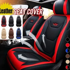 5 Seat Full Set Luxury Universal 5D PU Leather Front Car Seat Cover, Waterproof, Breathable Seat Protector Mat