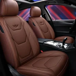 5 Seat Full Set Luxury Universal 5D PU Leather Front Car Seat Cover, Waterproof, Breathable Seat Protector Mat