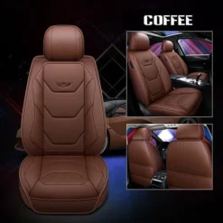 5 Seat Full Set Luxury Universal 5D PU Leather Front Car Seat Cover, Waterproof, Breathable Seat Protector Mat