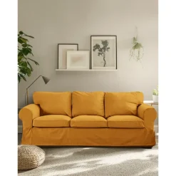 3 Seat Sofa Cover, 100 Cotton Couch Cover with 3 Cushion Cover and 3 Backrest Cover, Slipcover Washable Furniture Protector LITB PRIME cover Ektcover