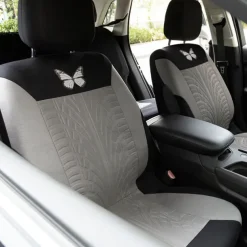 5 Seats Car Seat Cover Full Set Fully Surrounded Car Seat Cover Car Interior Washable Breathable Comfortable Butterfly Pattern Embroidery Car Seat Cover