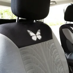 5 Seats Car Seat Cover Full Set Fully Surrounded Car Seat Cover Car Interior Washable Breathable Comfortable Butterfly Pattern Embroidery Car Seat Cover