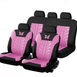 5 Seats Car Seat Cover Full Set Fully Surrounded Car Seat Cover Car Interior Washable Breathable Comfortable Butterfly Pattern Embroidery Car Seat Cover