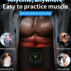 1 Set Abdominal Muscle Stimulator Muscle Toner Portable Electric EMS Muscle Trainer Intelligent Wireless Fitness Device For Men And Women Abdominal Home Office Exercise Abdominal Muscle Exerciser