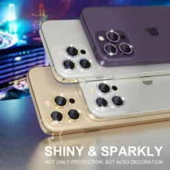 1 Set Camera Lens Protector For Apple iPhone 16 iPhone 15 Pro Max Plus iPhone 14 13 12 11 Pro Max Plus Mini SE Aluminum alloy 9H Hardness Anti-Fingerprint Diamond Scratch Proof