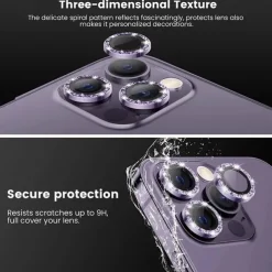 1 Set Camera Lens Protector For Apple iPhone 16 iPhone 15 Pro Max Plus iPhone 14 13 12 11 Pro Max Mini SE X XR XS Max 8 7 Plus Tempered Glass 9H Hardness Anti-Fingerprint High Definition Diamond