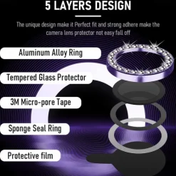 1 Set Camera Lens Protector For Apple iPhone 16 iPhone 15 Pro Max Plus iPhone 14 13 12 11 Pro Max Mini SE X XR XS Max 8 7 Plus Tempered Glass 9H Hardness Anti-Fingerprint High Definition Diamond