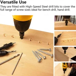 1 Set, Countersink Drill Bit Set, 6pcs Free Replaceable HSS Drill Bits For Wood Quick-Change Chamfered Adjustable Drilling Tool Kit On Pilot Counter Sink Holes For Woodworking