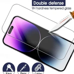 3 Sets Screen Protector + Camera Lens Protector For Apple iPhone 16 iPhone 15 14 Pro Max Tempered Glass Privacy Anti-Spy 9H Hardness Anti Bubbles Anti-Fingerprint Scratch Proof