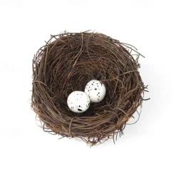 4 Sizes Artificial Rattan Bird Nest with Eggs Holder DIY Handmade Birdcage Easter Window Decor Birdhouse Eggs Storage Basket