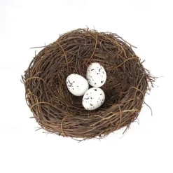 4 Sizes Artificial Rattan Bird Nest with Eggs Holder DIY Handmade Birdcage Easter Window Decor Birdhouse Eggs Storage Basket