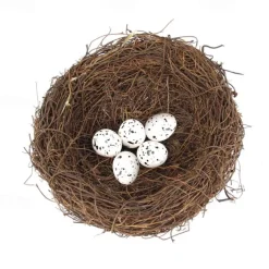 4 Sizes Artificial Rattan Bird Nest with Eggs Holder DIY Handmade Birdcage Easter Window Decor Birdhouse Eggs Storage Basket