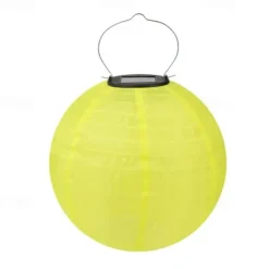 12" Solar Powered Lanterns Waterproof Outdoor Nylon Cloth Paper Lantern Lamps Garden Hanging Paper Lanterns