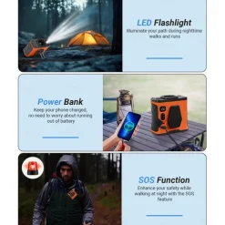 100 Speeds Portable Waist Fan Rechargeable Personal Body Fan, 10000mAh 40H Cooling 20000RPM Flashlight for Outdoor Jobsite Camping Travel Power Bank
