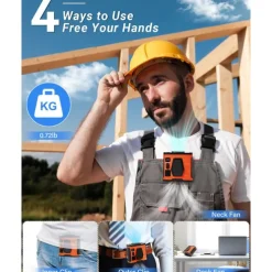 100 Speeds Portable Waist Fan Rechargeable Personal Body Fan, 10000mAh 40H Cooling 20000RPM Flashlight for Outdoor Jobsite Camping Travel Power Bank