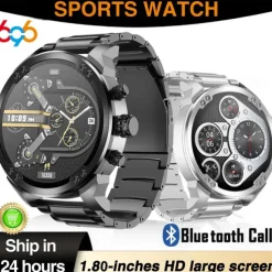 696 T99 Smart Watch 1.8 inch Smart Band Fitness Bracelet Bluetooth Pedometer Call Reminder Sleep Tracker Compatible with Android iOS Men Hands-Free Calls Message Reminder Custom Watch Face IP 67 57mm