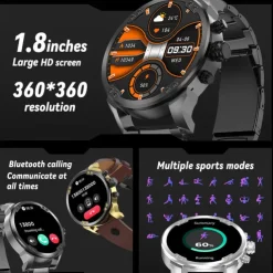 696 T99 Smart Watch 1.8 inch Smart Band Fitness Bracelet Bluetooth Pedometer Call Reminder Sleep Tracker Compatible with Android iOS Men Hands-Free Calls Message Reminder Custom Watch Face IP 67 57mm