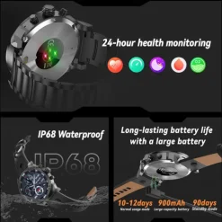 696 T99 Smart Watch 1.8 inch Smart Band Fitness Bracelet Bluetooth Pedometer Call Reminder Sleep Tracker Compatible with Android iOS Men Hands-Free Calls Message Reminder Custom Watch Face IP 67 57mm