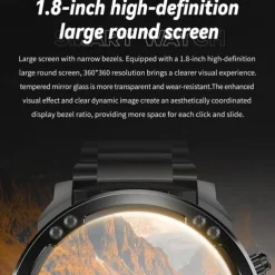 696 T99 Smart Watch 1.8 inch Smart Band Fitness Bracelet Bluetooth Pedometer Call Reminder Sleep Tracker Compatible with Android iOS Men Hands-Free Calls Message Reminder Custom Watch Face IP 67 57mm