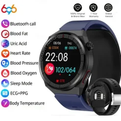 696 TK62 Smart Watch 1.42 inch Smartwatch Fitness Running Watch Bluetooth ECG+PPG Pedometer Call Reminder Compatible with Android iOS Women Men Hands-Free Calls Message Reminder IP 67 47mm Watch Case