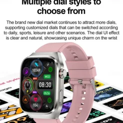 696 TK16 Smart Watch 2.4 inch Smartwatch Fitness Running Watch Bluetooth Pedometer Call Reminder Sleep Tracker Compatible with Android iOS Men Hands-Free Calls Message Reminder IP 67 52mm Watch Case