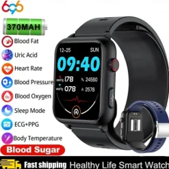 696 TK63 Smart Watch 1.91 inch Smartwatch Fitness Running Watch Bluetooth ECG+PPG Temperature Monitoring Pedometer Compatible with Android iOS Men Hands-Free Calls Message Reminder Custom Watch Face