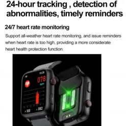 696 TK63 Smart Watch 1.91 inch Smartwatch Fitness Running Watch Bluetooth ECG+PPG Temperature Monitoring Pedometer Compatible with Android iOS Men Hands-Free Calls Message Reminder Custom Watch Face